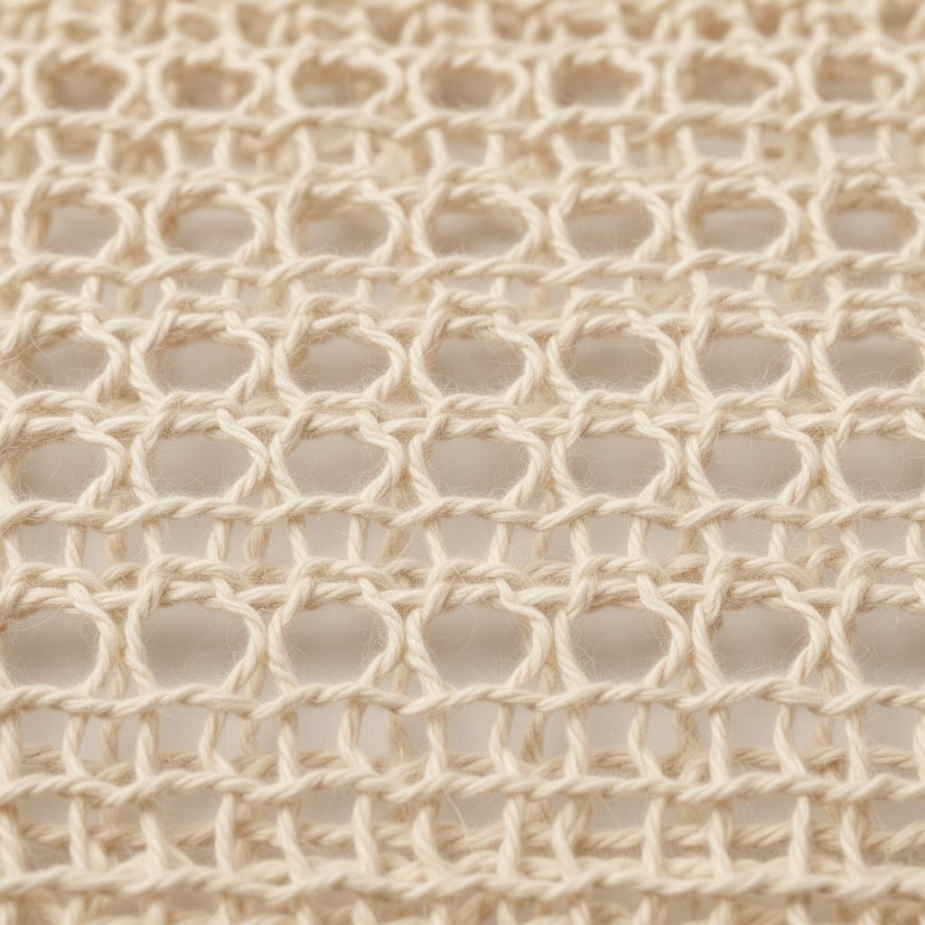 Cotton open weave webbing in natural ivory, soft fibre texture