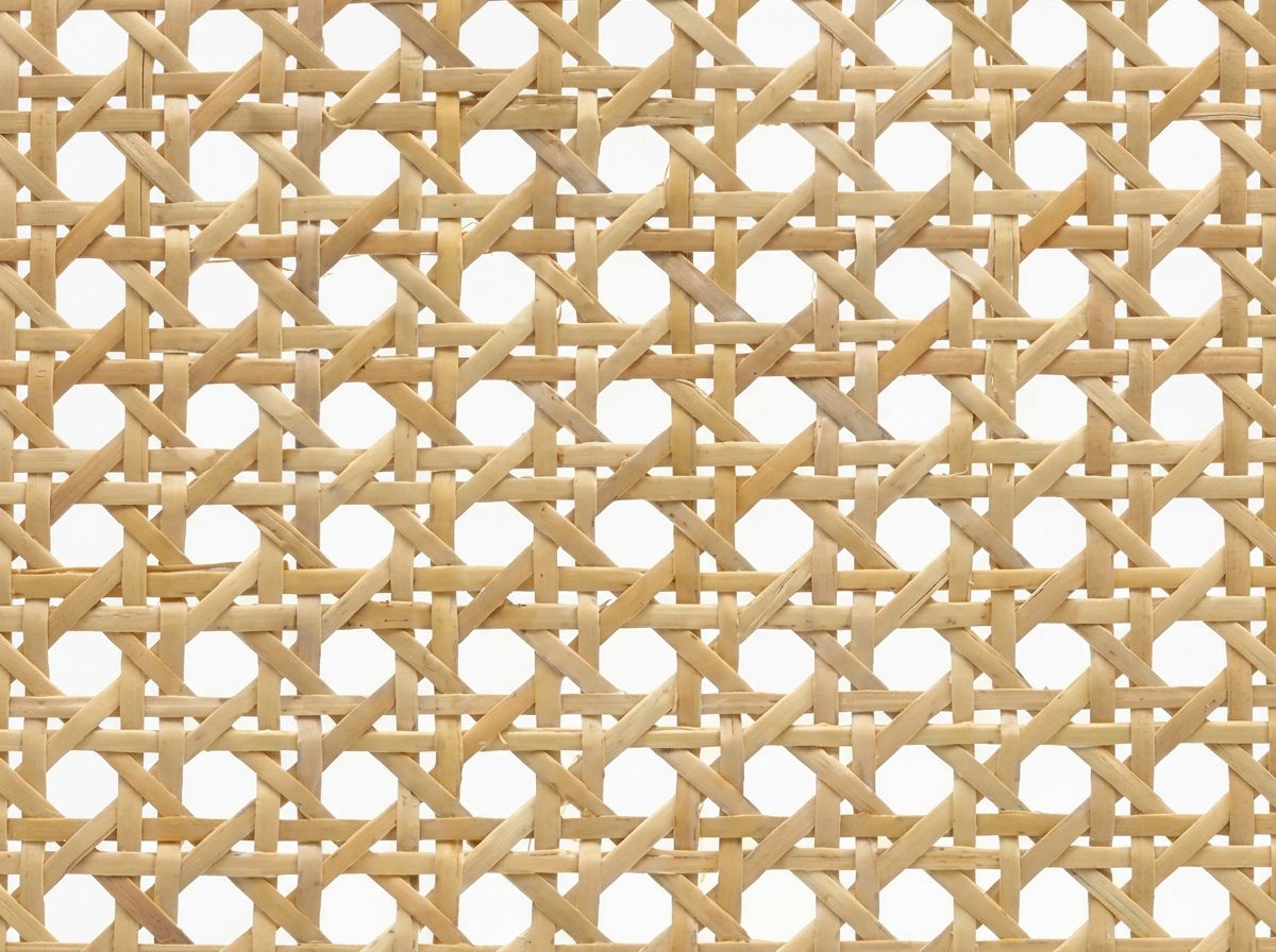 Open octagonal rattan cane webbing macro close-up, natural honey color