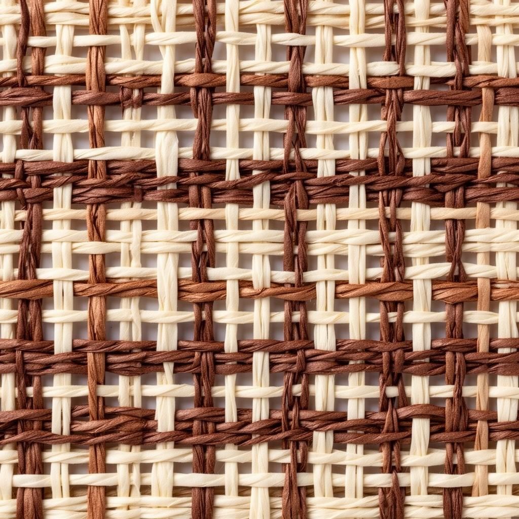 Paper 2-color square mesh rattan webbing, natural and brown