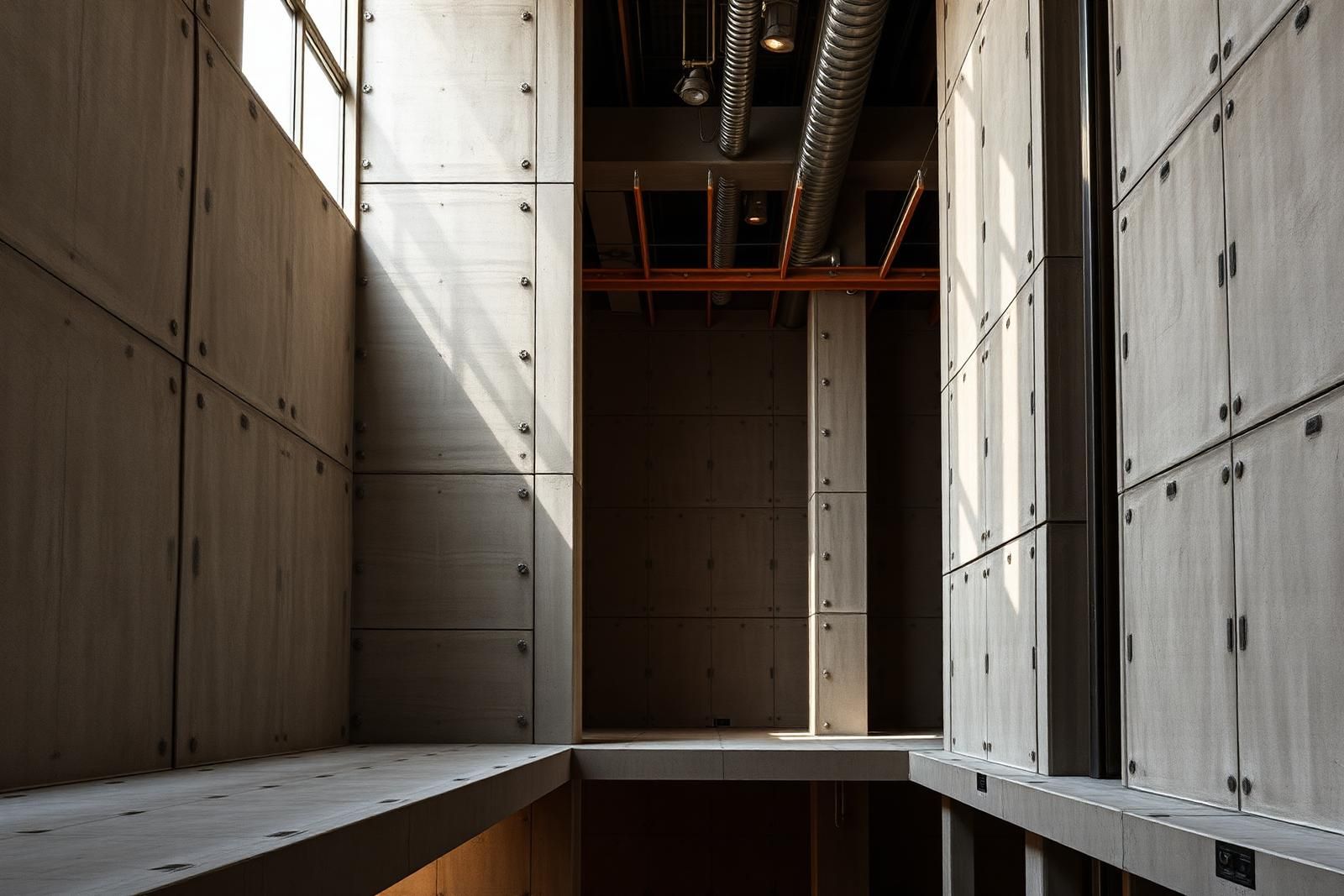Fire-rated cement board wall partitions with steel studs in a modern commercial building