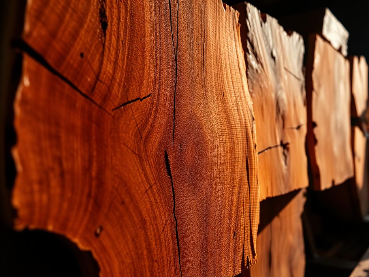 Teak hardwood square log end grain and squared face